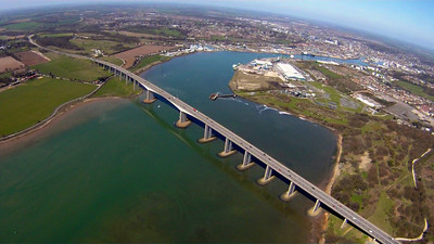 Perfect rowing conditions under the Orwell bridge, at Ipswich Rowing Club.